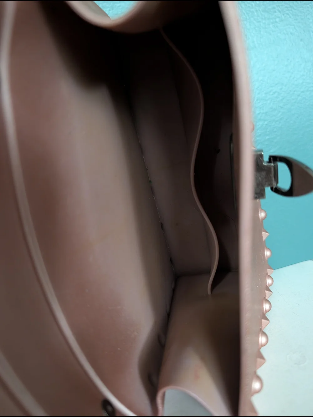 Metallic Rose Gold Studded Jelly Handbag/Crossbody Bag